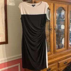 Black and white color block dress